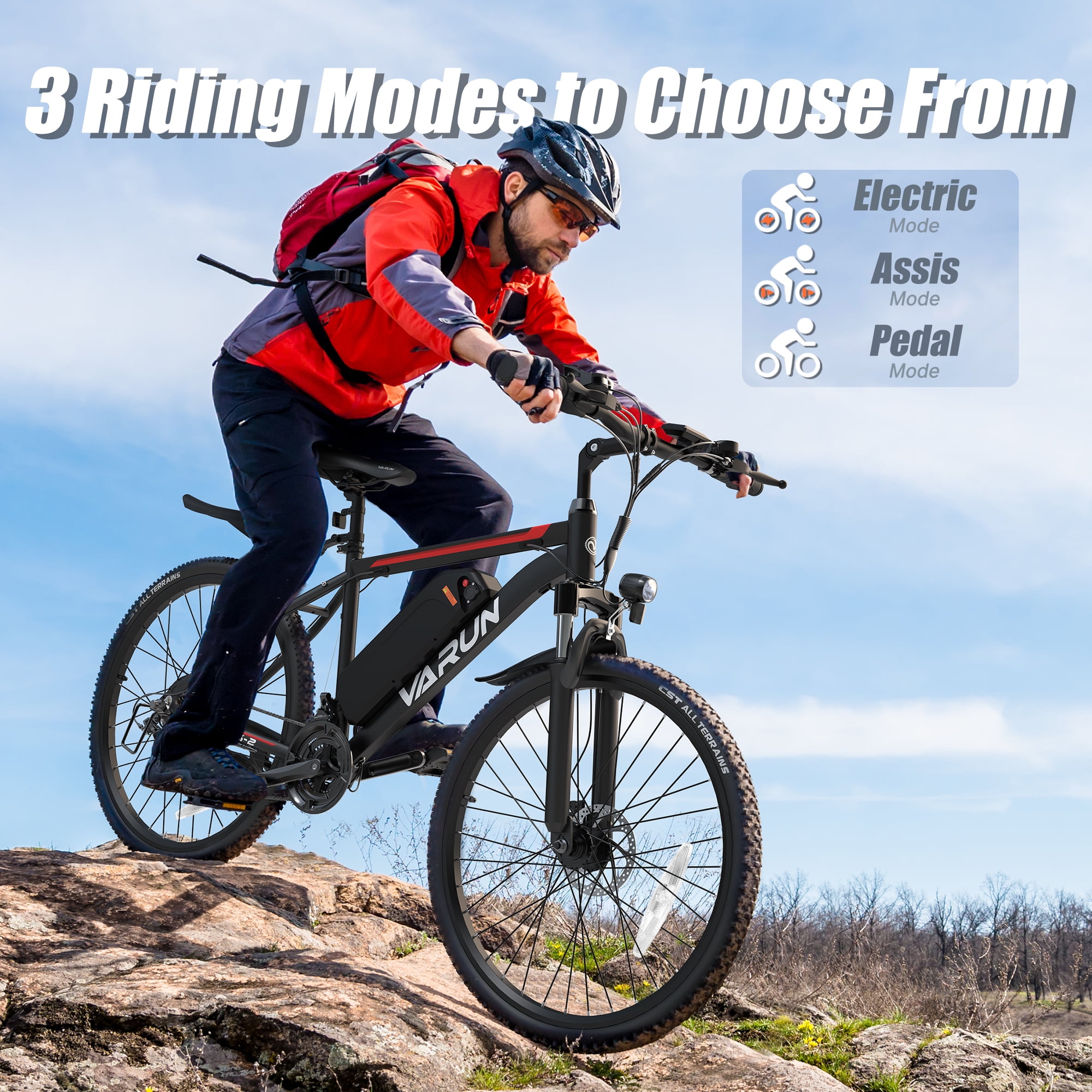AIRWEST Electric Bicycle - 26 Inch Electric Bike for Adults - 500W 20MPH Electric Bikes Equipped with 48V 7.8AH Removable Lithium Battery - 21 Speed Gear & Front and Rear Disc Brake, UL2849