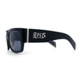thumbnail image 6 of Locs Mens Skull Pattern Arm Thick Temple Rectangle Gangster Sunglasses Matte Black - Light Skull, 6 of 8