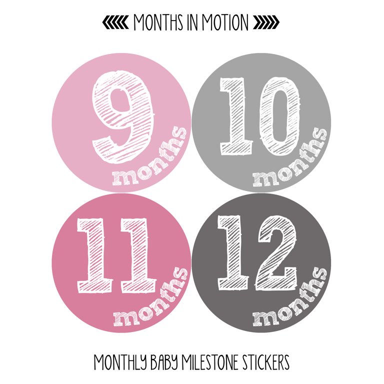 Baby Monthly Milestone Stickers - First Year Set of Baby Girl Month  Stickers for Photo Keepsakes - Shower Gift - Set of 20