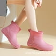 thumbnail image 2 of Dasayo Waterproof Women's Boots Ankle Pink Rain Fall Flat Heel Slip on Booties Woman Shoes 39, 2 of 9