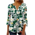 thumbnail image 2 of Saved for Later Items List In My Account Womens Tops 3/4 Sleeve Trendy V Neck T Shirts Summer Floral Tunic Ladies Tops Loose Fit Dressy Casual Blouses Fashion Going Out Tops Camisas Para Mujer, 2 of 5
