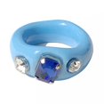 thumbnail image 1 of Women Resin Ring Rhinestone Irregular Wide Chunky Ring Finger Ring Knuckle Ring, 1 of 10