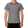 thumbnail image 3 of KKBOTIVE Boys Striped Short Sleeve Tees Casual Crew Neck Cozy T Shirt Breathable Shirts for Kids Fashion Carnival Clothing, Black Size: 6-7 Years, 3 of 5
