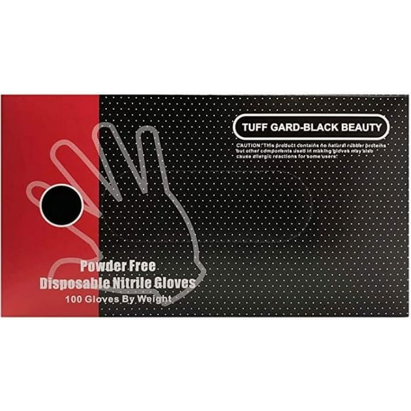 Tuff Gaurd - Large - 5mil Black Nitrile Gloves -  Industrial Grade, Powder Free (100 gloves)