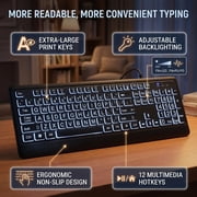 Mixfeer USB Interface Large Print Backlit Wired Keyboard USB Wired Lighted Keyboard