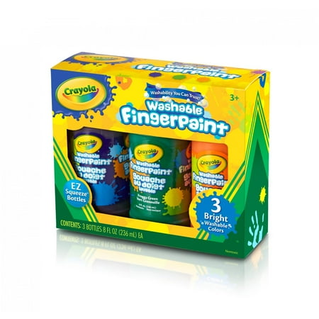 - Crayola Washable Finger Paints For Kids, Bright Colors, 3 Pack