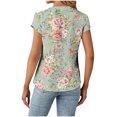 thumbnail image 3 of QATAINLAV Business Work Tops for Women Dressy Casual Blouses Cute Tulip Hem Short Sleeve Tshirts Fashion Floral Print V Neck Henley Shirts Multicolor S, 3 of 6