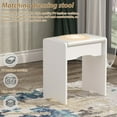 thumbnail image 6 of FUFU&GAGA Vanity Set with Rectangular Mirror, Makeup Vanity Dressing Table with 5 Drawers, Shelves, Dresser Desk and Cushioned Stool Set (B White/Lighted Mirror), 6 of 8