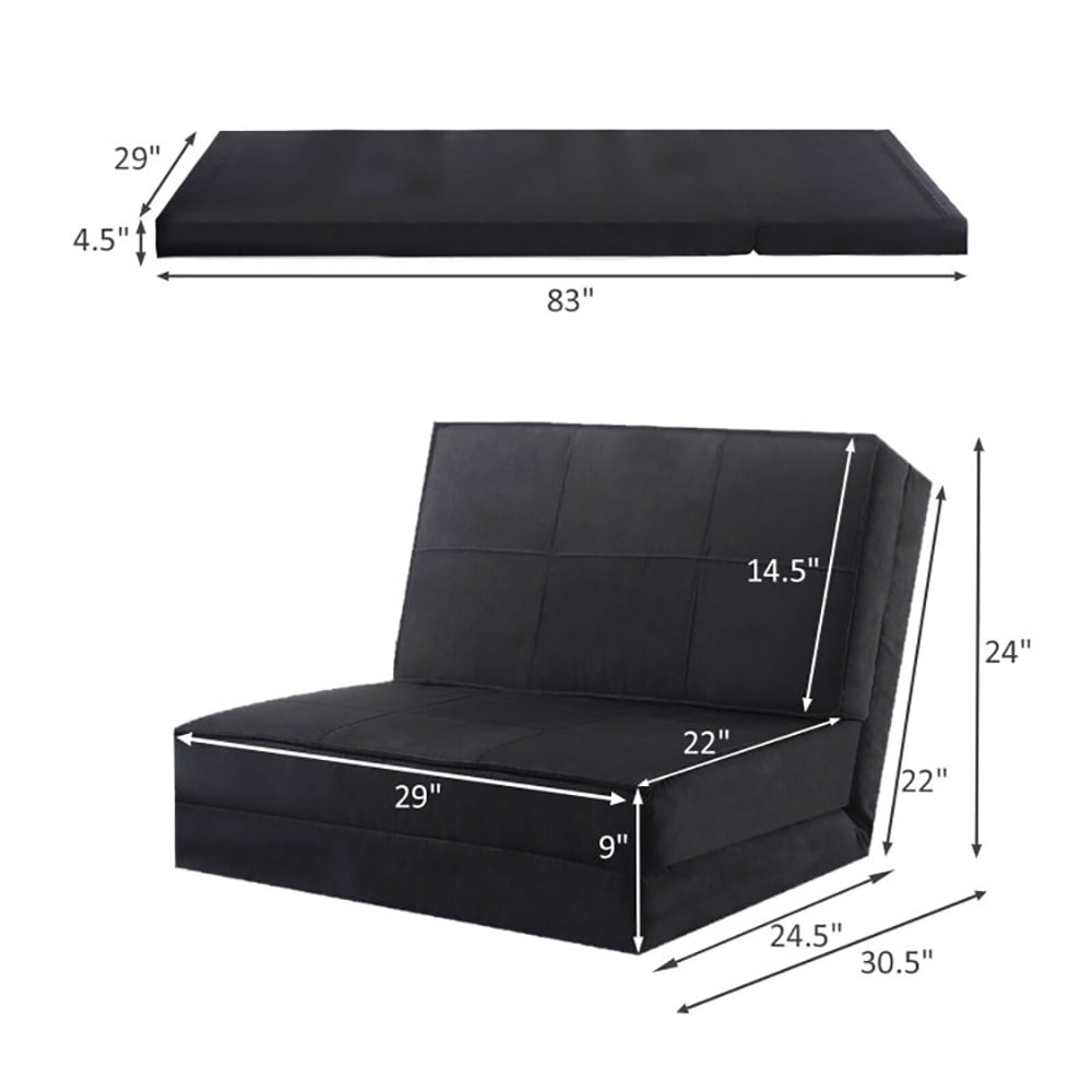 Finihen Convertible Sleeper Bed, Folding Sleeper Chair Sofa Bed, Convertible Lounger Folding Sofa Sleeper Bed, for Living Room, Bedroom, Apartment, Black Finihen Convertible Sleeper Bed, Folding Sleeper Chair Sofa Bed, Convertible Lounger Folding Sofa Sleeper Bed, for Living Room, Bedroom, Apartment, Black