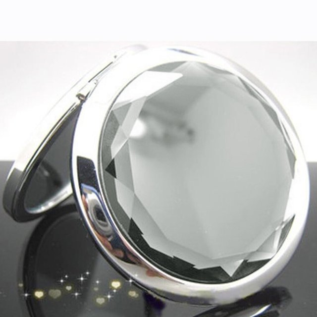 Miroir de Poche Beauté Mini en Cristal pour Femmes Filles Maquillage Miroir Rond Portable Compact Miroir Rond Pliant