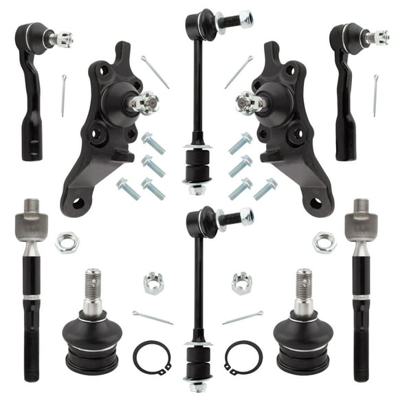 BOXI (Set of 10) Front Upper Lower Ball Joints Sway Bar Links Inner Outer Tie Rods Fit for Toyota Sequoia 2001-2002 / for Tundra 2002 | 2WD/4x4 | K90680 K90255 K90263 K90262 ES3564 ES3565 EV800444