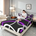 thumbnail image 3 of Manfei Black Purple Circle Bed Sheets,Aesthetic Minimalist Fuul Size Sheets, Black Reversible 4-Piece1 Flat Sheet + 1 Fitted Sheet + 2 Pillowcases, 3 of 6
