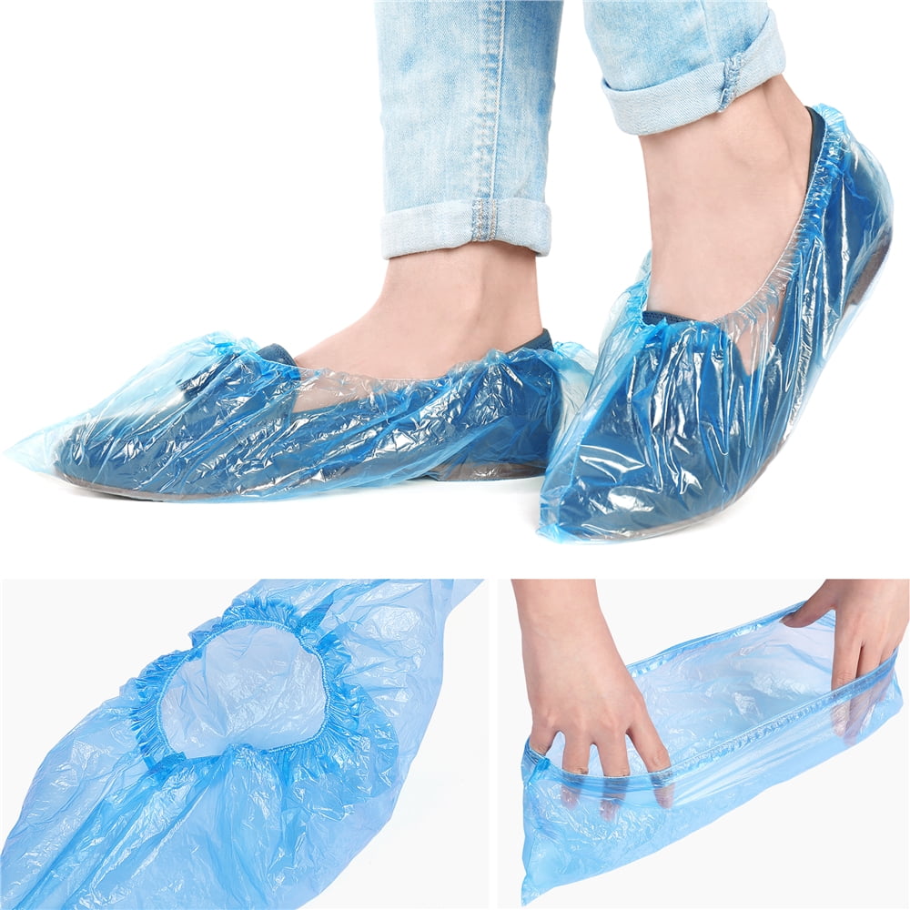 100 Pieces Blue Disposable Shoe Covers Indoor and Outdoor Non Slip Foot Booties Cover for Protect Floor 