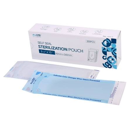 OneMed Dental Self-Sealing Sterilization Pouches 3.5x10 inch 200/Box 10 Boxes