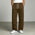 thumbnail image 5 of Iyufng Mens Knee Pleated Loose Wide Leg Casual Track Pants Drawstring Elastic Waist with Side Pockets, 5 of 9