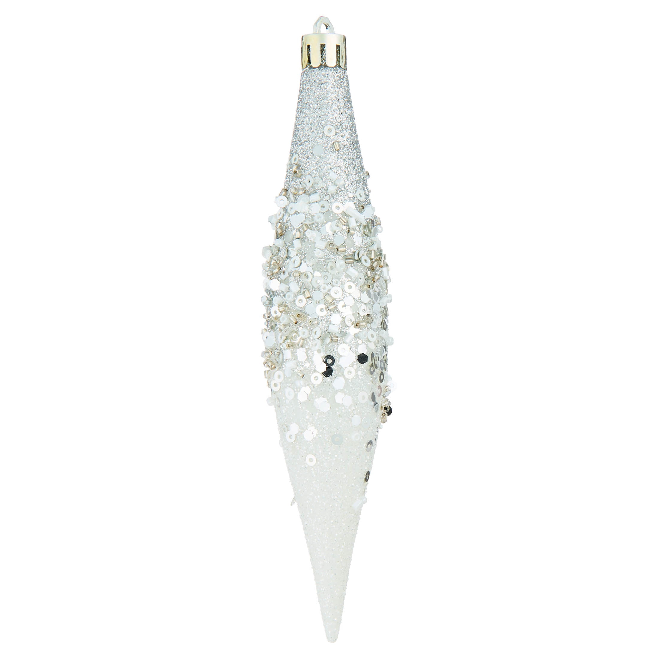 6-Count Silver and White Glitter Ombre Finial Shatterproof Christmas Ornaments, 6.1", by Holiday Time