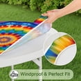 thumbnail image 5 of Colorful Tie Dye Floral Mandala Round Fitted Tablecloth with Elastic Edge,Dining Table Cover Waterproof,Outdoor Round Tablecloth for Camping,Dining,Indoor and Outdoor, 5 of 7