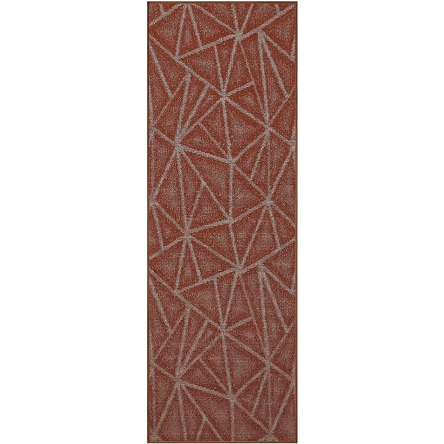Indoor Outdoor custom size area rugs made in USA pattern Geometrical comes in Ten colors and Nine shapes rectangular,round,square,runners,oval,hexagon,octagon,half round - Rust, 6' x 10' Area Rugs