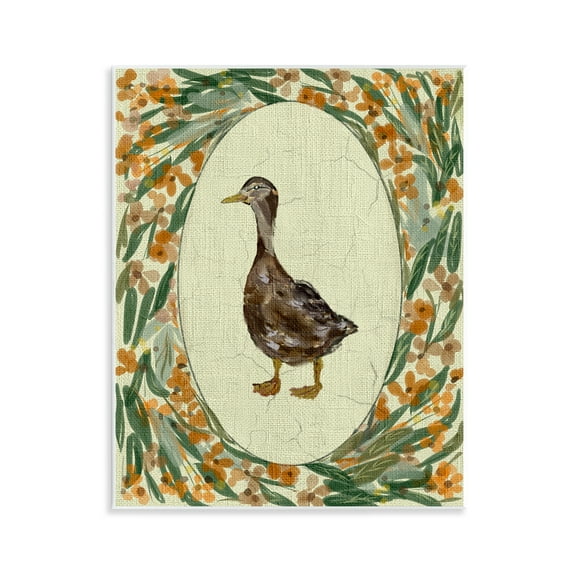Stupell Industries Traditional Floral Duck Portrait Wall Plaque Art design by Yen, 14 x 11