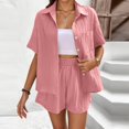 thumbnail image 6 of Women Short Set Two Piece Button Up Shirts and Shorts Summer Clothes Beach Sets for Women, 6 of 7