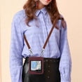 thumbnail image 3 of Dteck for Samsung Galaxy Z Flip 5 5G Case, Adjustable Crossbody Shoulder Strap Lanyard Case for Women Kickstand Flip PU Leather Hard Shell Ultra Thin Slim Durable Protective Phone Cover,Brown, 3 of 5