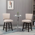 thumbnail image 2 of HOMCOM Swivel Bar Stools Set of 2 with Rubber Wood Legs and Footrests, 2 of 10