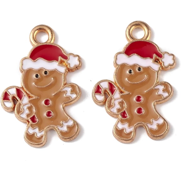 Alloy Enamel 20Pcs Christmas Alloy Enamel Pendants Gingerbread Man Charm Camel Pendant Ornament for Women DIY Necklace Bracelet Earring Jewelry Craft Making 20x13x1mm Hole: 2mm