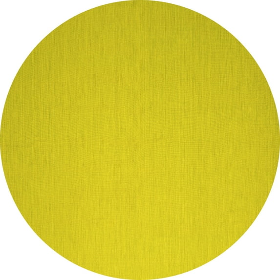 Ahgly Company Indoor Round Abstract Yellow Contemporary Area Rugs, 7' Round