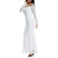 thumbnail image 2 of MaxxMarket  Women's Floral Lace Long Sleeve Off Shoulder Wedding Mermaid Dress, 2 of 10