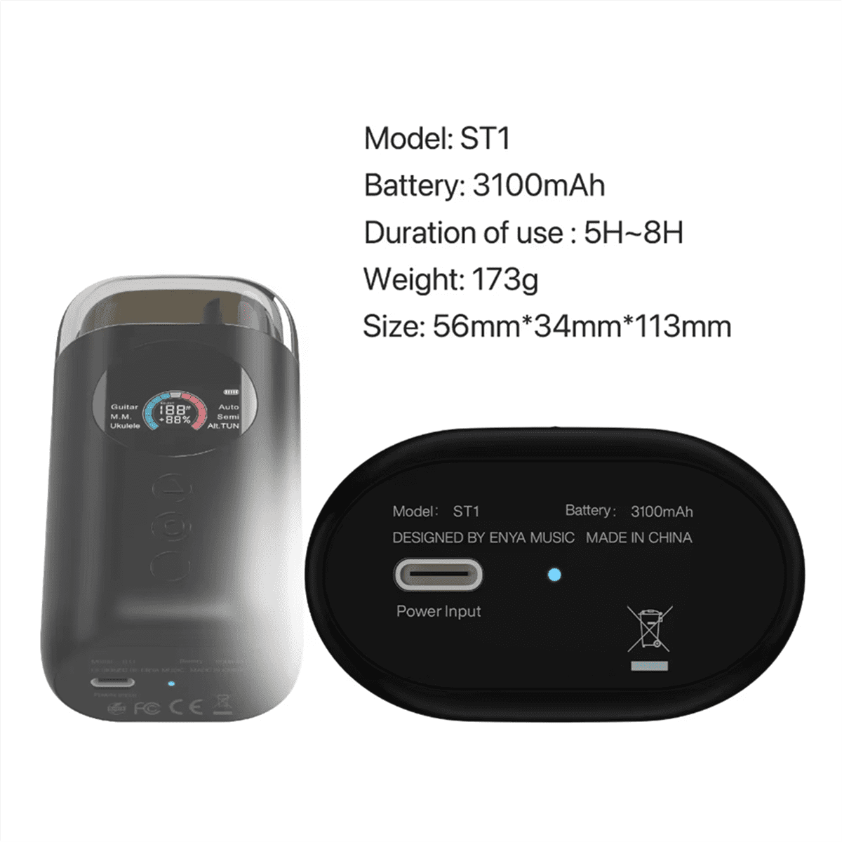 Smart Automatic Guitar Tuner, LCD Screen - Metronome & String Winder