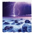 thumbnail image 3 of Ambesonne Storm Shower Curtain, Stormy Sky Ocean Rocks Night, 69"Wx70"L, Purple and Indigo, 3 of 5