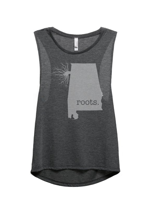 Home Roots State Alabama AL Women's Sleeveless Muscle Tank Top Charcoal Small
