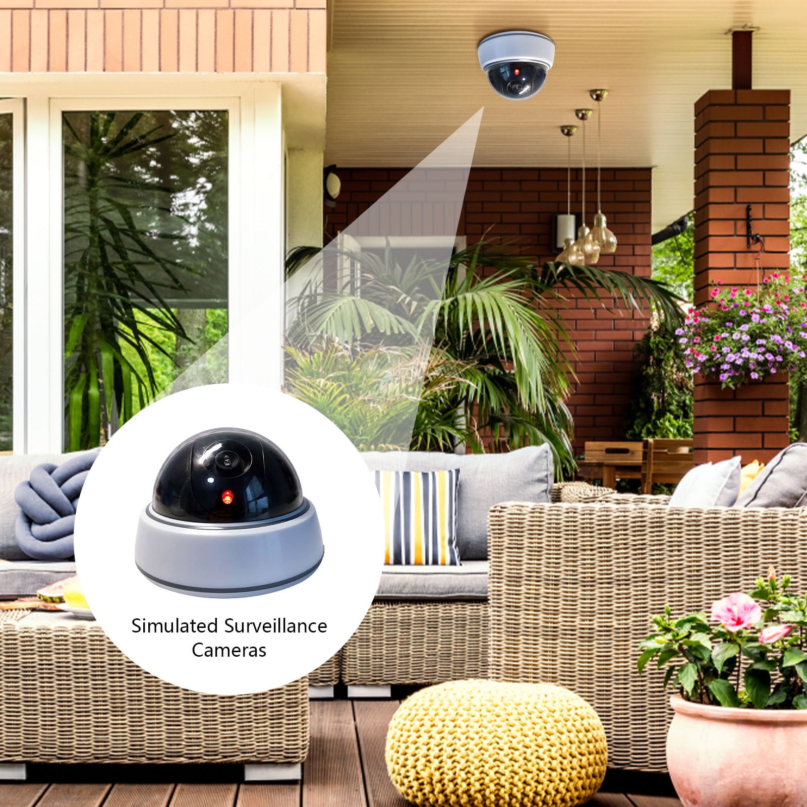 Savings! Anckoeil Fake Security Camera Simulation Dummy Hemisphere Camera Wireless Surveillance System Realistic Look Indoor with Flashing Red LED for Home