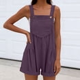 thumbnail image 2 of Women's Solid Color Sleeveless Jumpsuit Romper Mid Rise Relaxed Fit with Functional Pockets Perfect for Casual Outings Summer Vacations or Daily Wear Versatile JASKFLY Purple 2XL, 2 of 8