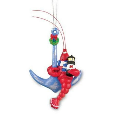 coastal red lobster on anchor christmas holiday ornament coastal red lobster on anchor christmas holiday ornament