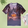 thumbnail image 4 of Christmas Snowman Snow House Women's T-Shirt Short Sleeve T Shirts Tops Tee Ladies Loose T, 4 of 6