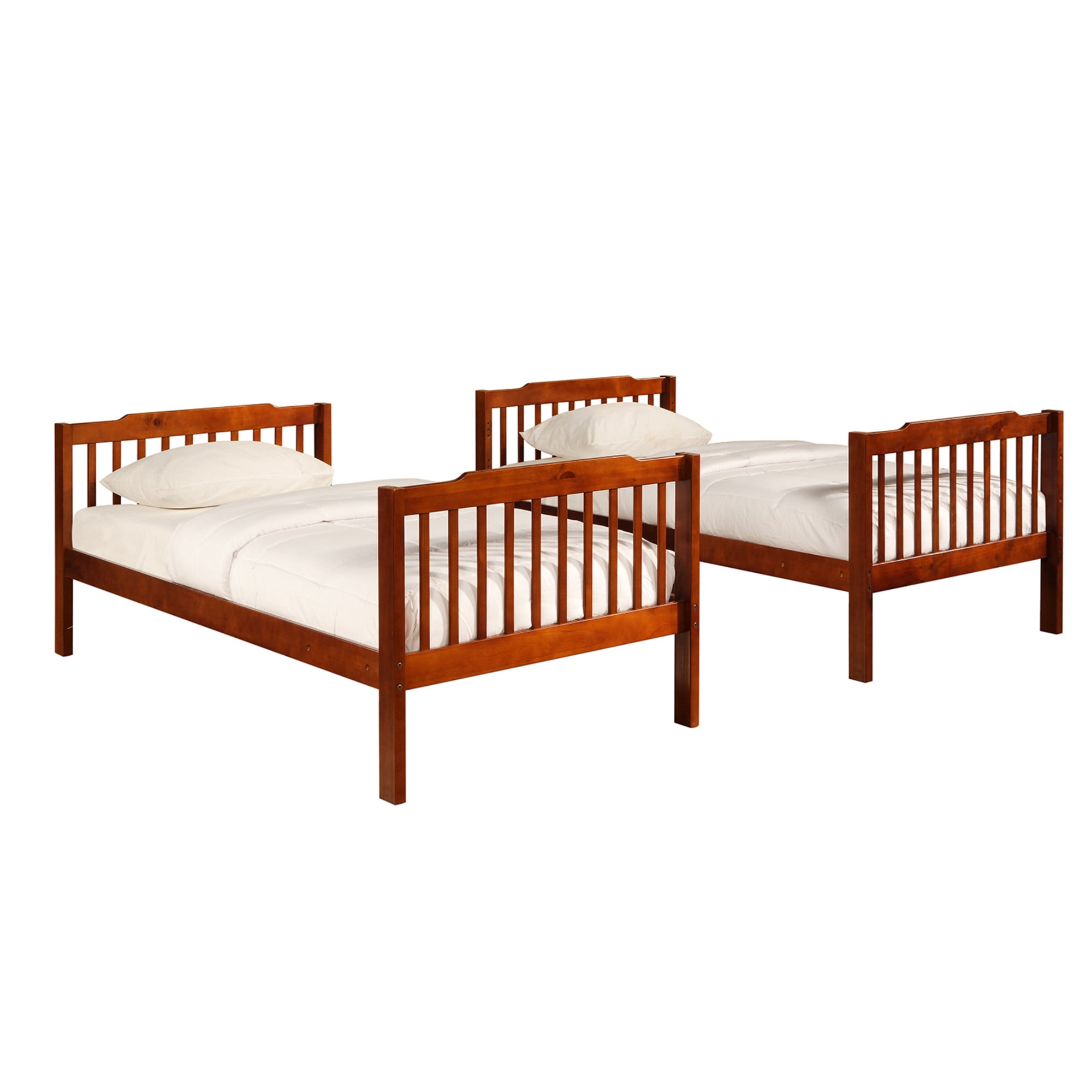 Chelsea Lane Elise Convertible Twin over Twin Wood Bunk Bed, Mahogany