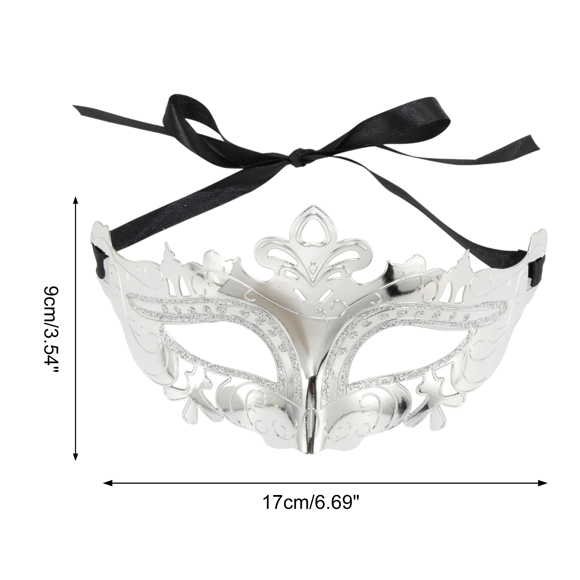 Unique Bargains 1 Pack Electroplated Half-face Party Mask for Masquerade Silver Tone