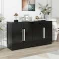 thumbnail image 4 of TUANLUO Black Buffet Sideboard Cabinet, Accent Cabinet with 4 Doors, Buffet Cabinet with Adjustable Shelves, Wood Storage Cabinet Furniture for Kitchen Dining Room Living Room, 60"L x 16"W x 32"H, 4 of 10