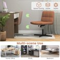 thumbnail image 3 of Topcobe PU Leather Upholstered Cross-legged Office Chair with Oversized U-shaped Seat for Home Office Make Up, Modern Furniture for Living Room, Bedroom-Brown, 3 of 11