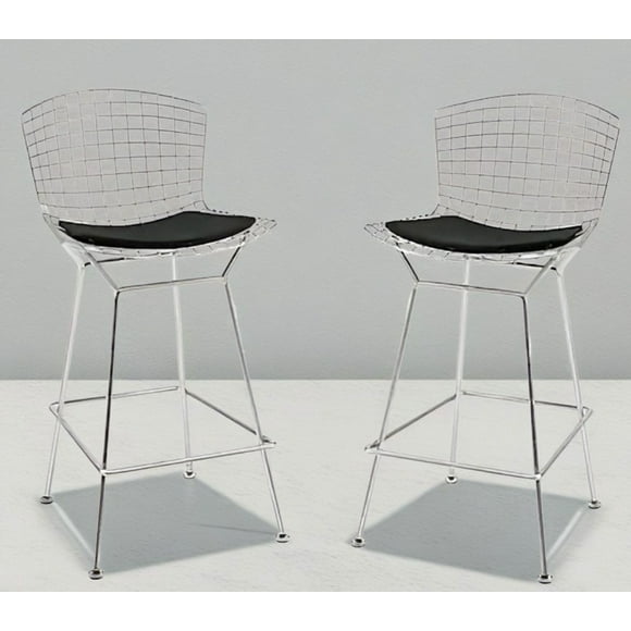Drake Bertoia Tabouret de Bar style Îlot de Cuisine 26"H Coussin Blanc - Ensemble de 2