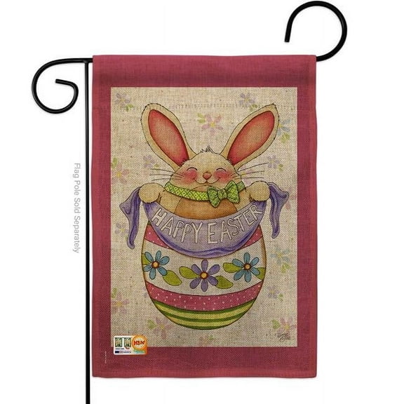 13 x 18.5 in. Egg Bunny Burlap Spring Easter Impressions Decorative Vertical Double Sided Garden Flag