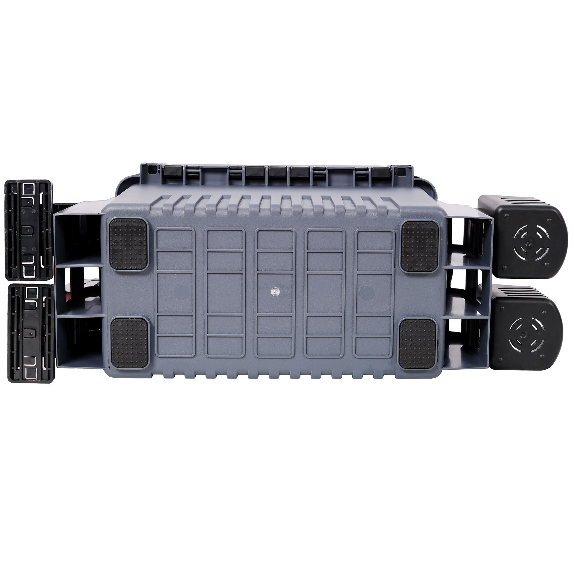 Dual-layer Fishing Tackle Box,Tackle Box Organizer Fishing Box Large,With 2pcs Rod Holder,2pcs Cup Holder,1pc Carring Strap, Gray