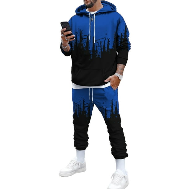 Bellella Conjuntos de jogger para hombre Sudaderas de dos piezas + Trajes de pantalón Conjunto de chándal con capucha Sudaderas con capucha informales Sudadera de 2 piezas Ropa de salón