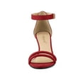 thumbnail image 6 of BLISSFUL STEP Women's Shoes Faux Suede Ankle Strap Kitten Heel Slide Straps Solid Sandals  Red 9, 6 of 8