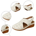 thumbnail image 6 of Rokment Women's Orthopedic Wedge Sandals with Arch Support Spring Summer Fashion Comfortable Flower Hollow out Leather Closed Toe Casual Platform Mid Heel Beach Walking Dress Shoes White Size 9, 6 of 8
