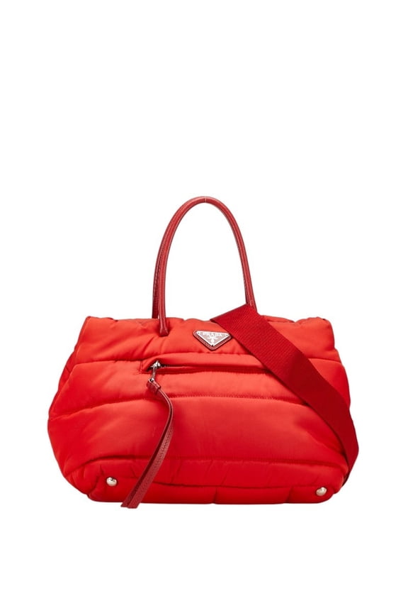 Pre-Owned Prada Triangle Logo Plate Handbag/Shoulder Bag 2WAY BN2771 Red Nylon... (Good)