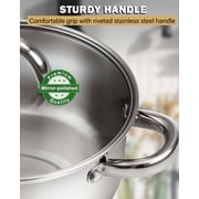 Cook N Home Basics Stainless Steel Pots Set, 1.5 & 3 Qt Sauce Pots with Lid, 5.5 Qt Dutch Oven Stockpot, Induction Compatible, Dishwasher & Oven Safe, Riveted Handles, 6-Piece