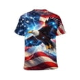 thumbnail image 2 of LAOLIUSN Funny USA Bald Eagle T-Shirt American Flag Style Graphic Tee Shirt，S-4XL, 2 of 7