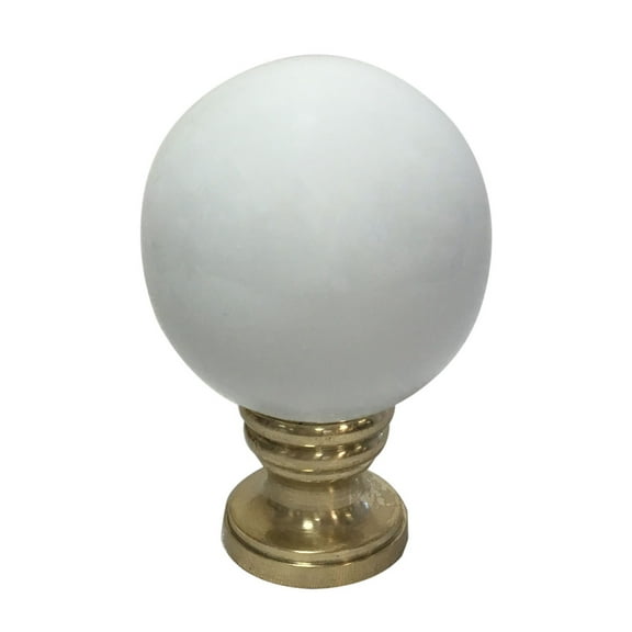 Royal Designs, Inc. Ceramic Sphere Lamp Finial for Lamp Shade, F-5052WH-1, Polished Brass, Single